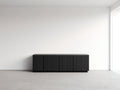 Dielenschränke - Holzwerkstoff 180x40x75 cm - Schwarz - Geriffelte Front - Modernes Design