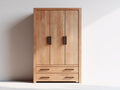 Kleiderschrank - Holzwerkstoff 120x60x200 cm - Eichenfarbe - 3 Türen 2 Schubladen - Modernes Design