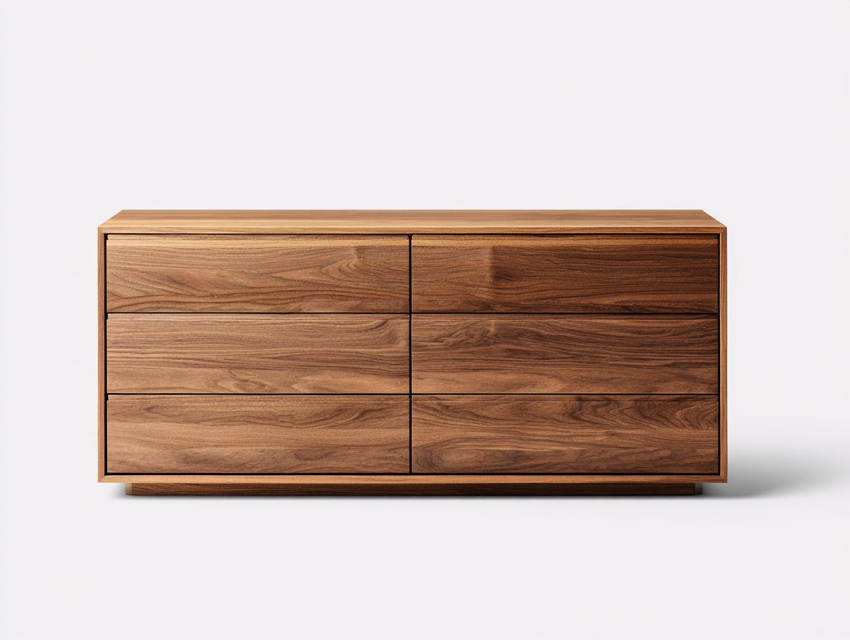 Kommode mit Schubladen Holz Nussbaum 180x40x70 cm Braun - Modern Minimalistisch 6 Schubladen Wohnzimmer Schlafzimmer Stauraum