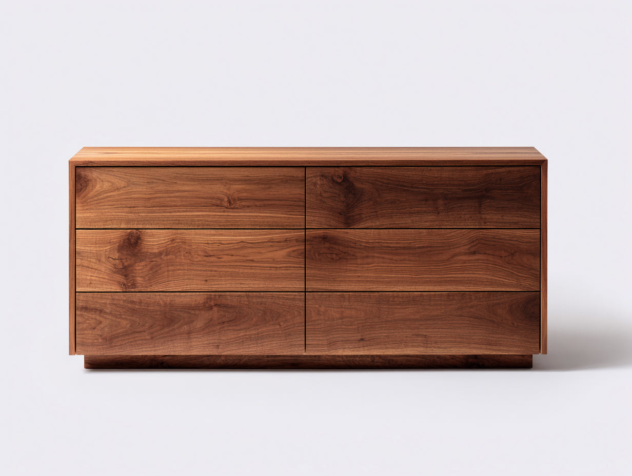 Kommode mit Schubladen Holz Nussbaum 140x40x75 cm Sideboard Schlafzimmer Wohnzimmer Modern Minimalistisch