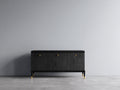 Dielenschrank Sideboard Holz Schwarz 150x40x70 cm - 3 Türen Flur Stauraum Modern Minimal