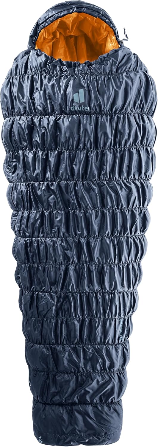 Deuter Exosphere minus 6C Schlafsack - Kunstfaser Mumien Schlafsack für Herren bis 185 cm - Ink Maple mit 1 Komma 4 kg Gewicht - Für Winter Camping und Trekking