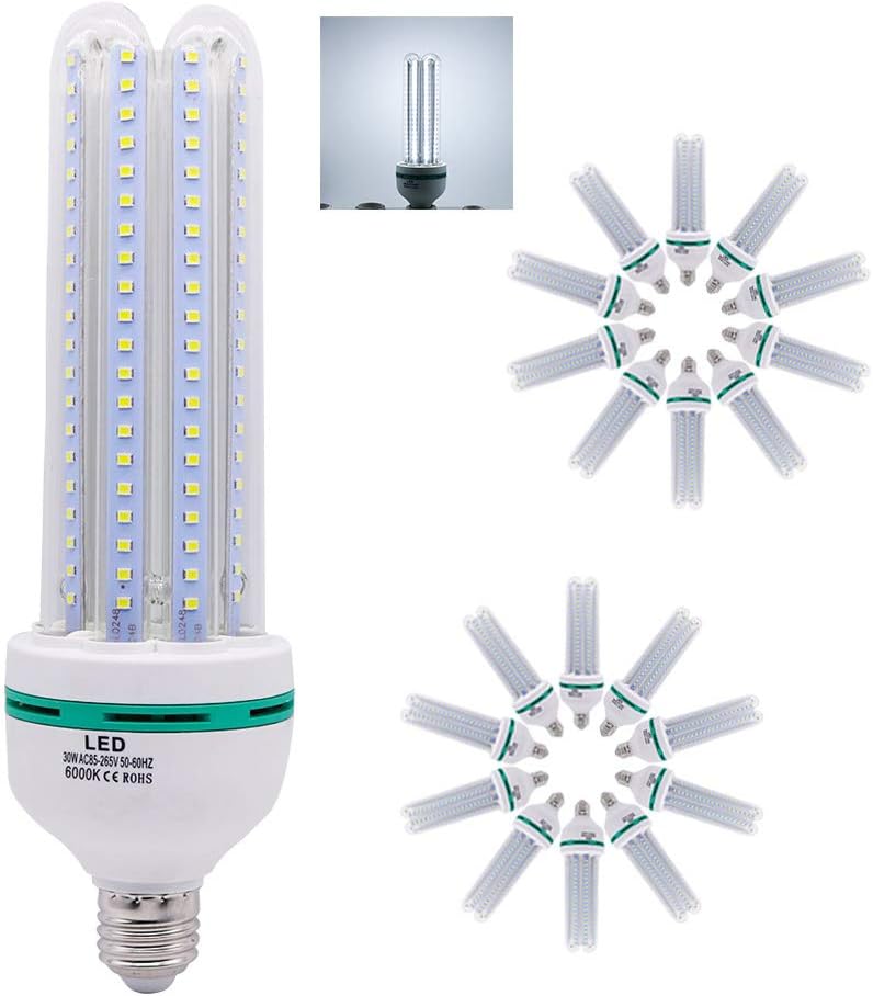 E27 LED U Form Lampe 32 W - 20 Glas Leuchtmittel mit 2500 lm und 6000 K Kaltweiß - Energieeffiziente Beleuchtung für 220 V - Für kompatible E27 Lampen und Innenräume