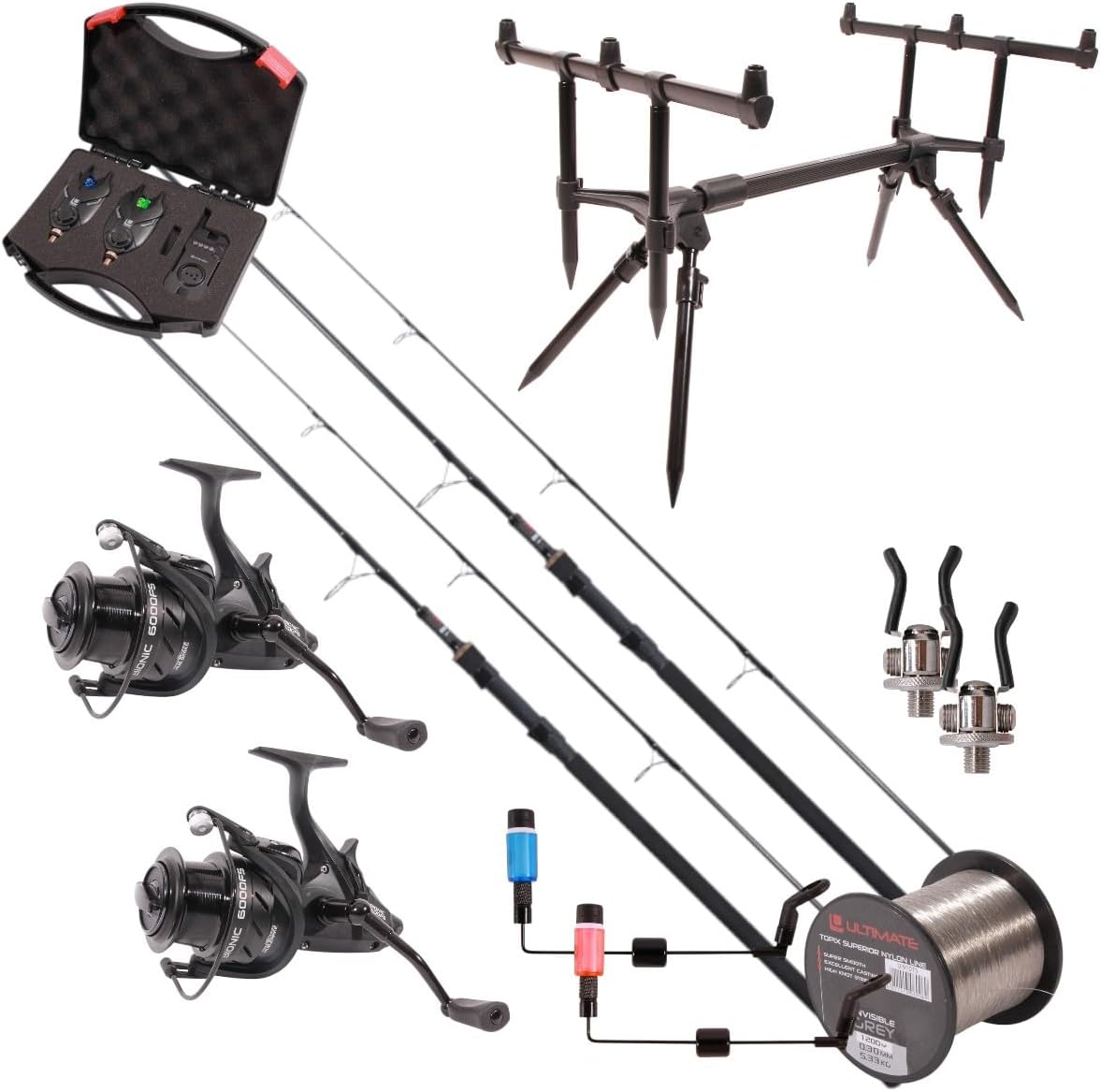 Ultimate Bionic High End Carp Set - Karpfenrute mit 3 Komma 5 lb Testkurve - EVA Griff und mehrfarbige Ausführung - Für Ansitzangeln und schwere Montagen