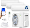Multi Split Klimaanlage 27000 BTU - Set mit 3 Innengeräten und 3.5 kW je Einheit - Kühlen Heizen bis minus 20 Grad und 4D AirFlow - WiFi App Steuerung mit R32