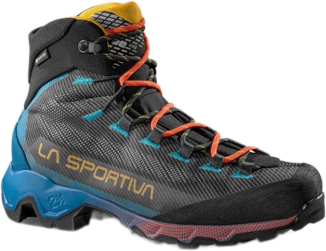 La Sportiva Aequilibrium Hike GTX Wanderschuhe - Carbon Tropic Blue mit synthetischem Obermaterial - Gummisohle und synthetisches Innenmaterial - Für Trekking und Outdoor Touren