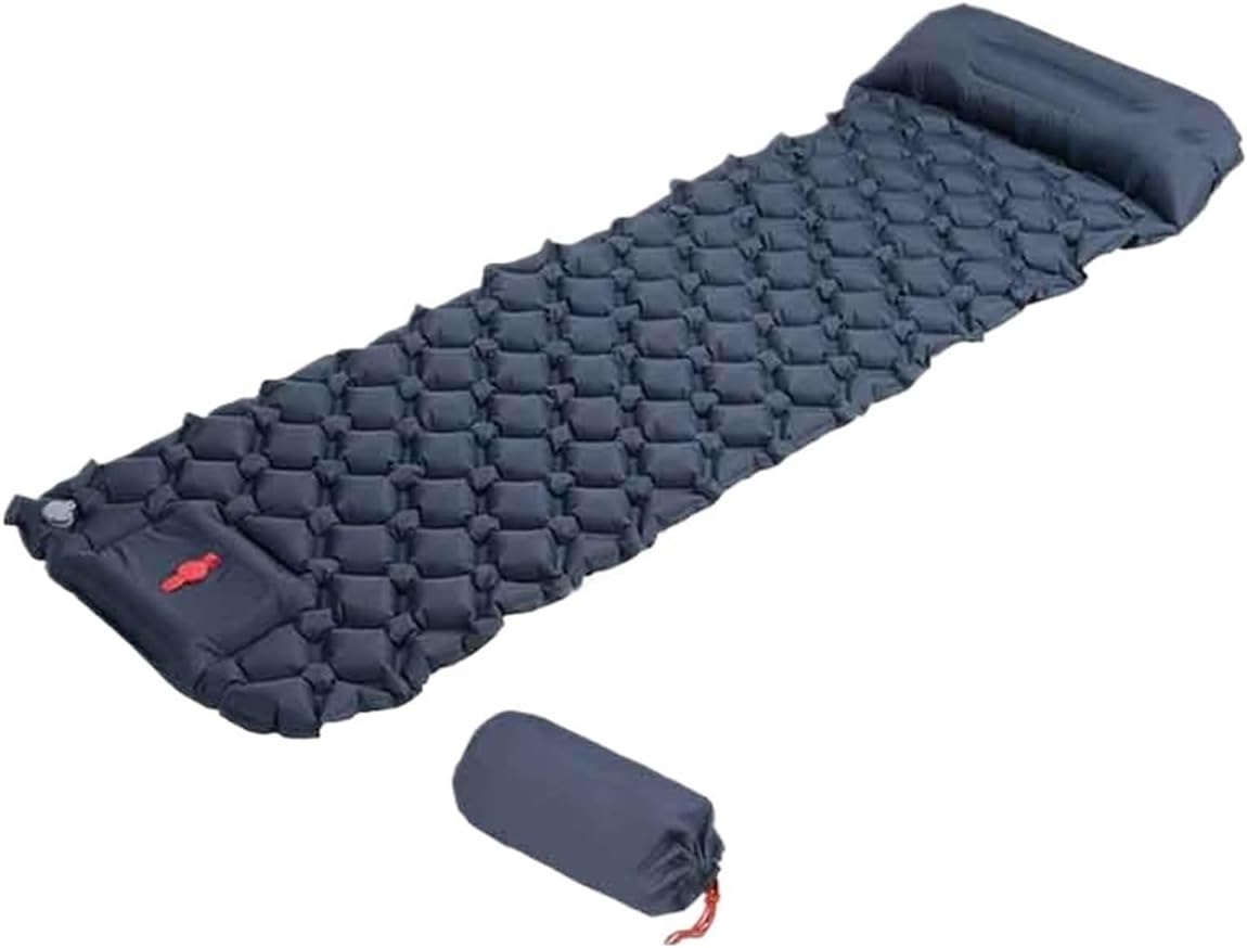 Selbstaufblasende Camping Isomatte - Outdoor Luftmatratze mit integriertem Kissen - Faltbare Ausführung in Navy 2 - Für Wandern Picknick und kühle Temperaturen