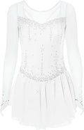 MINKATE Eiskunstlauf Wettkampfkleid - Langarm mit Farbverlauf für Mädchen - Handgefertigtes Skating Performance Kostüm - Wintersport Outfit für Training und Auftritt