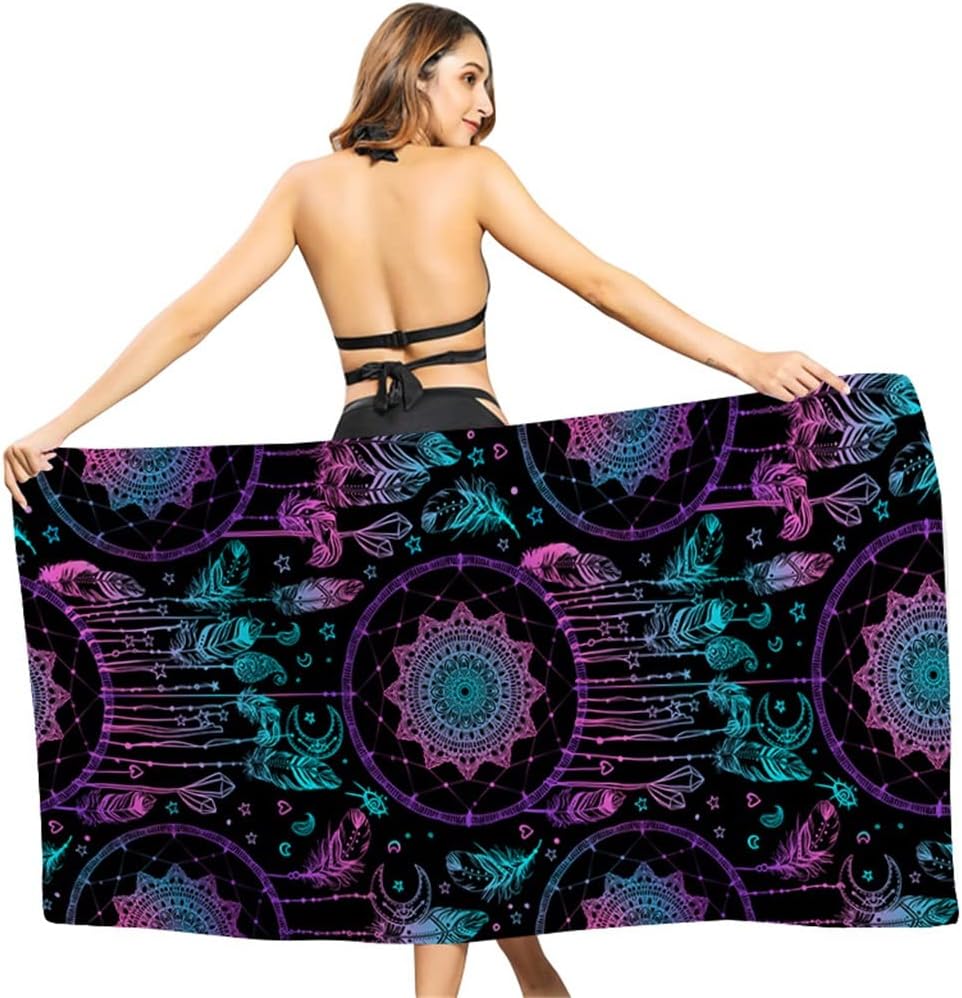 LiChA Geometric Abstraction Strandtuch 2er Set - Schnell trocknende Mikrofaser 155 x 78 cm - Für Bad Yoga Sport und Schwimmen - Variante A mit abstraktem Design