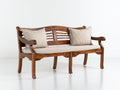Gartenbank - Massivholz 130x60x90 cm - Braun-Beige - Mit Sitzkissen - Klassisches Design