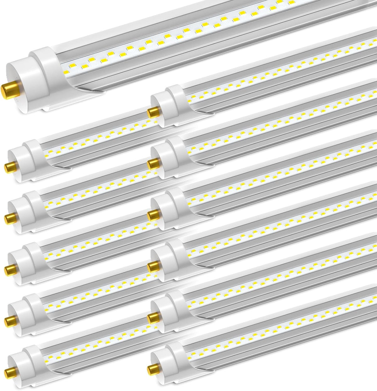 LED Röhre T8 T12 2,4 m - 12 Ersatzröhren mit 48 W und 6500 lm - Tageslichtweiß 5000 K mit klarer Abdeckung - Für kompatible F96T12 Leuchtstofflampen Installationen