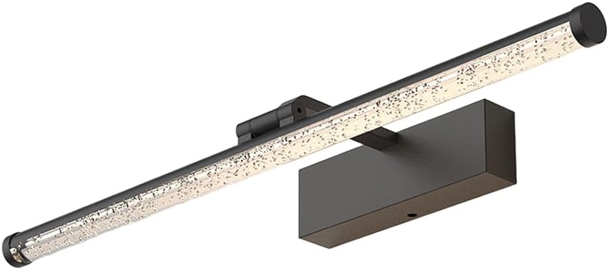 LED Waschtisch Lichtleiste 40 cm - 4000 K Wandleuchte mit Kristallblasen Design in dunkler Ausführung - Um 180 Grad drehbare Spiegelbeleuchtung - Kabelgebunden inklusive Leuchtmittel