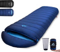 Daunenschlafsack für Winter und Outdoor - Blau mit Komfortbereich um 0 Grad - 680 FP Bauschkraft und Nylon - Für Erwachsene Kinder Camping und Bergsteigen