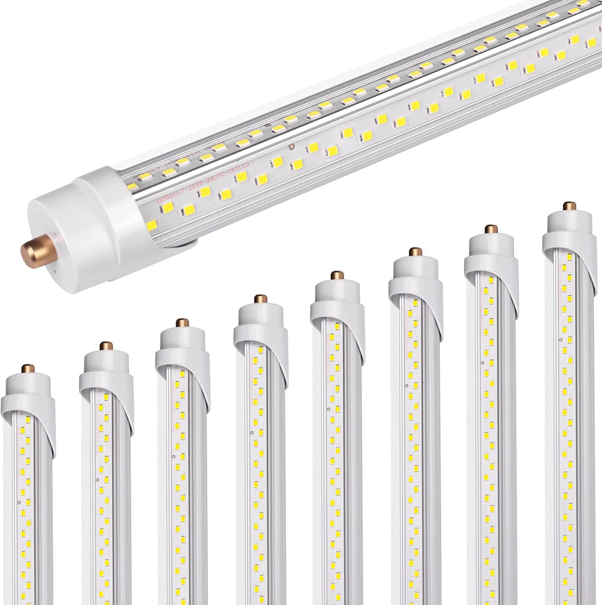 FA8 LED Röhre 2.4 m 90 W - 12150 Lumen mit 5000 K Lichtfarbe - V förmige Einzelstift LED Lampe mit transparenter Abdeckung - Für 120 V Beleuchtungssysteme