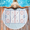 LiChA Eishockeyfeld Strandtuch - Rund mit 150 cm Durchmesser - Schnell trocknende Mikrofaser - Für Badezimmer Strand Yoga Picknick und Freizeit mit Sportmotiv