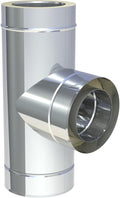 Jeremias DW FU T Anschluss 200 mm - 87 Grad Edelstahl mit Wassernase - Doppelwandiges Abgassystem für Öl Gas und Festbrennstoffe - CE zertifiziertes Schornsteinelement