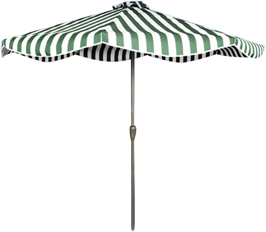 Garten Sonnenschirm 2.7 m Streifen - Gartentisch Schirm mit Kurbel und 8 Rippen - UV Schutz 50 Plus und Schutz vor leichtem Regen - Eisenkonstruktion für Strand Pool und Terrasse