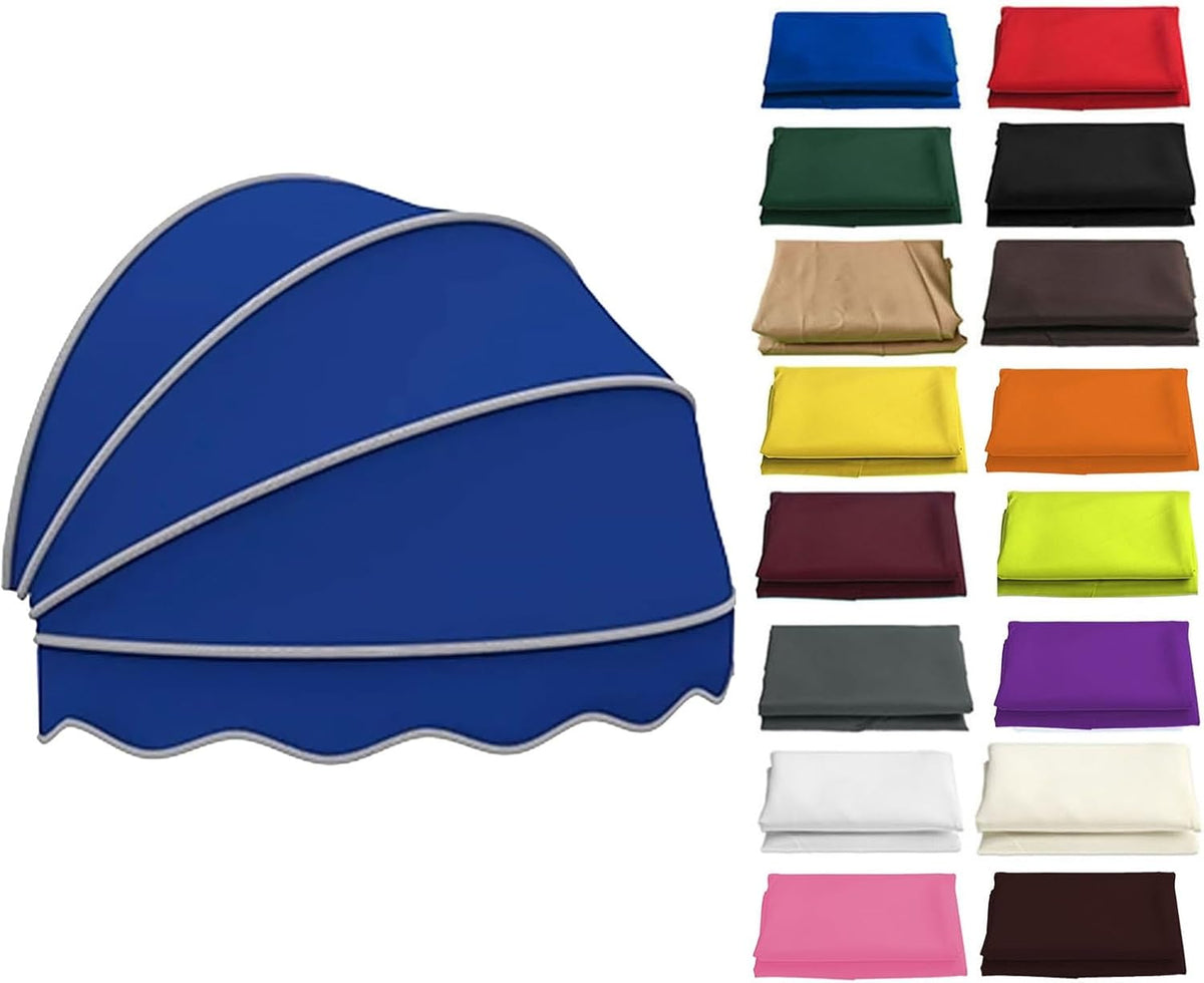 Gebogener Kuppelschirm 100 cm - Einziehbarer blauer Sonnenschutz mit Klapprahmen für Fenster und Türen - Kompakte Überdachung für Außenbereiche - Für Terrasse Veranda und Hauseingang