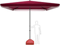 Garten Sonnenschirm 2.2 x 2.8 m Dunkelrot - Mit Basis und höhenverstellbarer Konstruktion - Rostsicherer Parasol für private und gewerbliche Außenflächen - Für Terrasse Garten und Strand