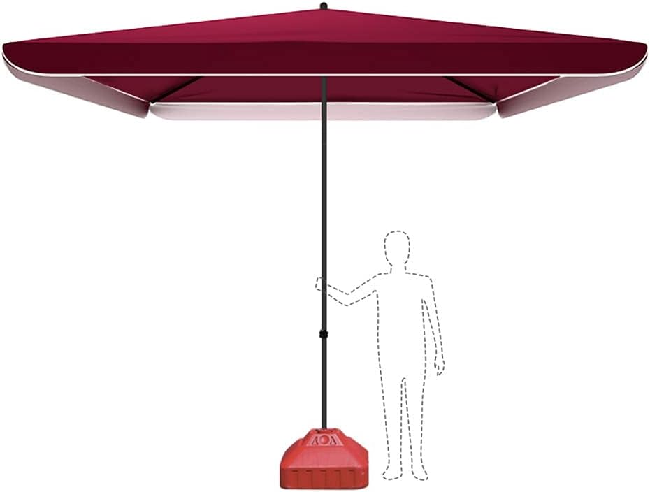 Garten Sonnenschirm 2.2 x 2.8 m Dunkelrot - Mit Basis und höhenverstellbarer Konstruktion - Rostsicherer Parasol für private und gewerbliche Außenflächen - Für Terrasse Garten und Strand