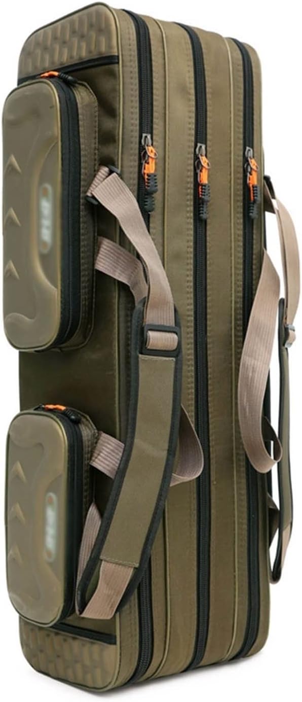 WMDSYGD Angelrutentasche - Vierlagige Oxford Tasche mit 80 cm Länge - Einfarbiger Organizer mit Reißverschluss - Für Ruten Rollen Köder und Angelausrüstung