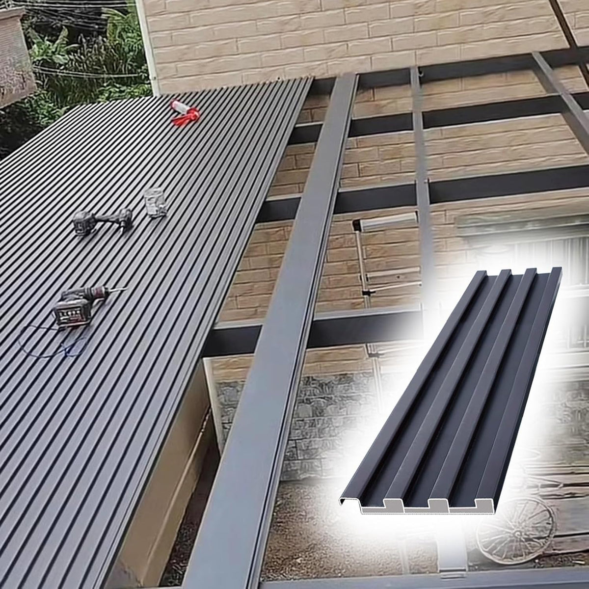 Aluminium Wellblech Dachplatten 15 cm - Spleißbare Markisenabdeckung für flexible Dachflächen - Schalldämmende Paneele für Außenkonstruktionen - Für Markise Überdachung und Dachbereich