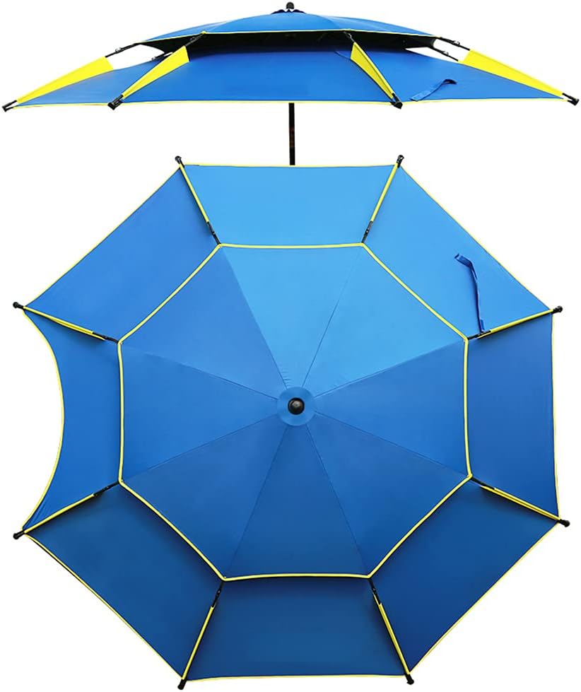 Garten Sonnenschirm 2.2 m - Doppelschicht Parasol mit 360 Grad Drehvorrichtung - Tragbare Beschattung für Picknick Pool und Hinterhof - Outdoor Schirm für Garten und Freizeit