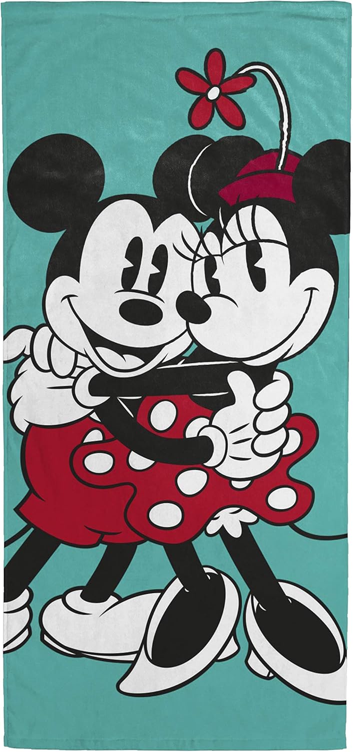 Jay Franco Mickey Mouse Minnie Mouse Strandtuch - 28 x 58 Zoll aus Baumwolle - weich saugfähig und farbbeständig - offizielles Kinder Handtuch für Bad Pool und Strand