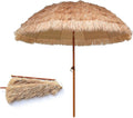 Kunststroh Strandschirm 2 m Natur - Outdoor Sonnenschirm mit einfachem Druckknopf - 6.5 Fuß Schirm für Terrasse Garten und Hinterhof - Tropische Optik für flexible Beschattung