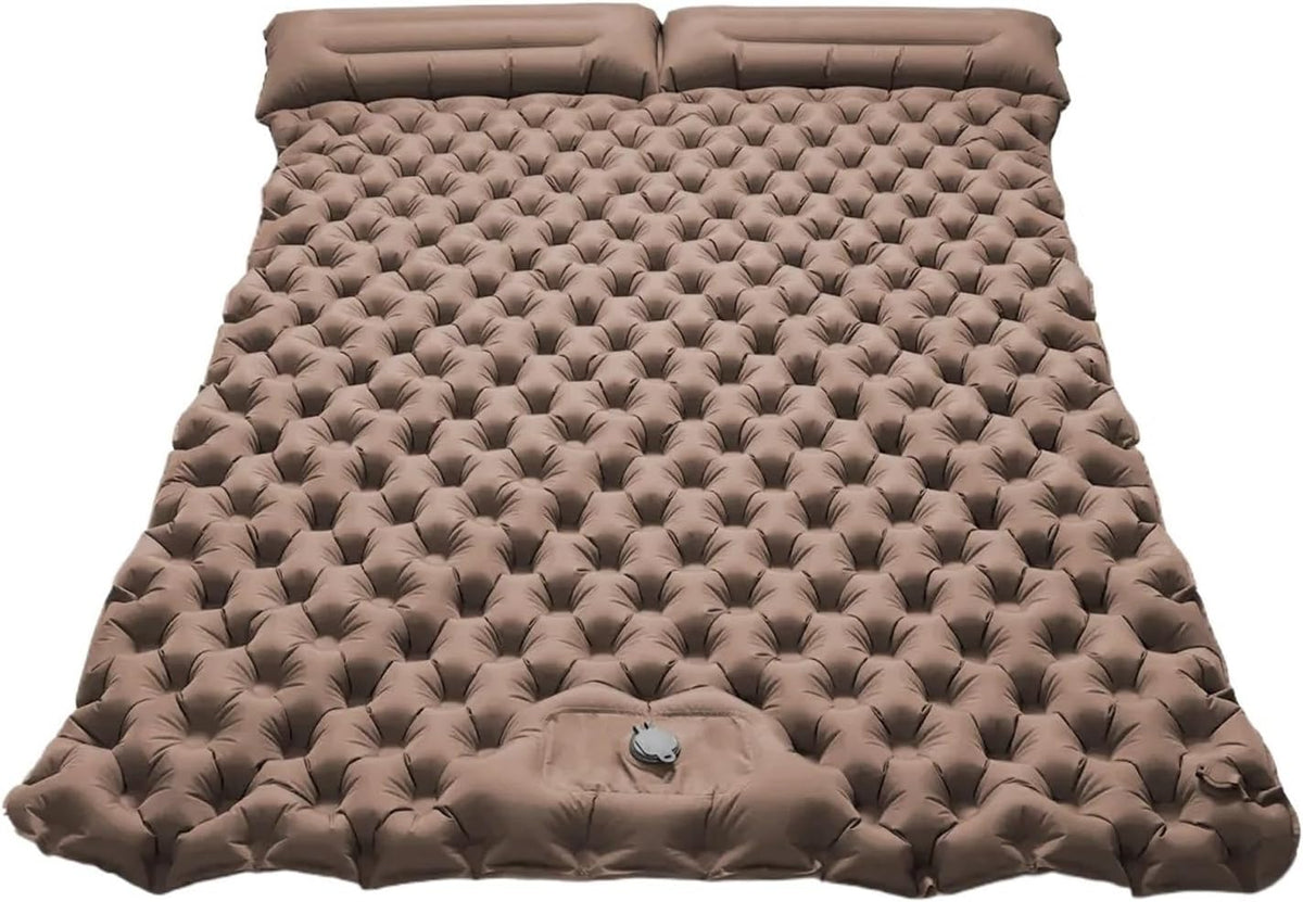 Camping Air Matt Doppel Isomatte - Aufblasbare Campingmatratze mit Kissen - Faltbar und wasserdicht in Desert Yellow - Für Wandern Camping und kühle Temperaturen