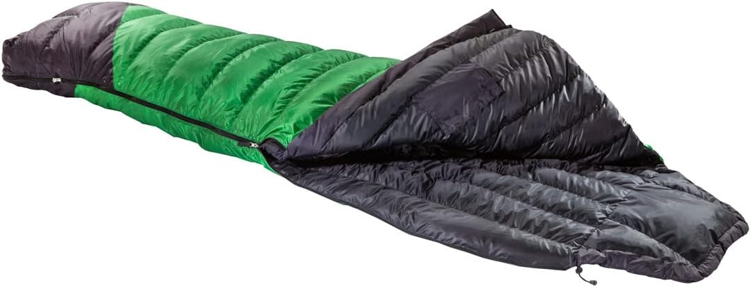Grasshopper Daunenschlafsack - Schwarze Mumienform in Größe M - Linker Reißverschluss für eine körpernahe Passform - Für Camping Trekking und alle Jahreszeiten