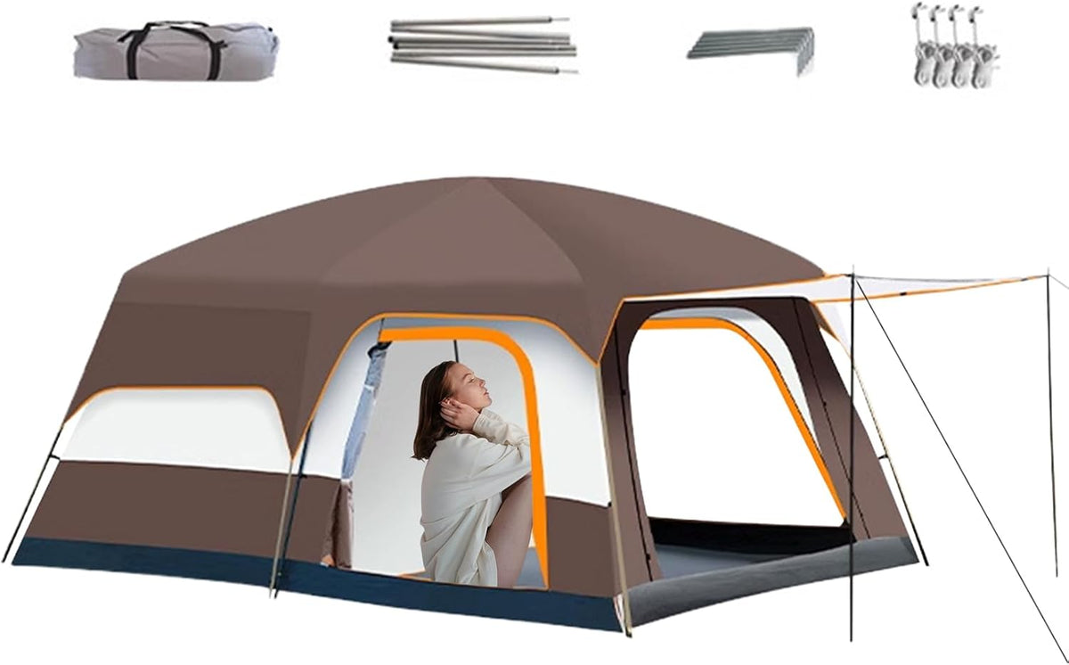 Campingzelt Familienzelt - Oxford Gewebe mit windfestem Design - Geräumiger Multi Room Shelter für Outdoor Abenteuer - Für Backpacking Strand Wandern und Garten
