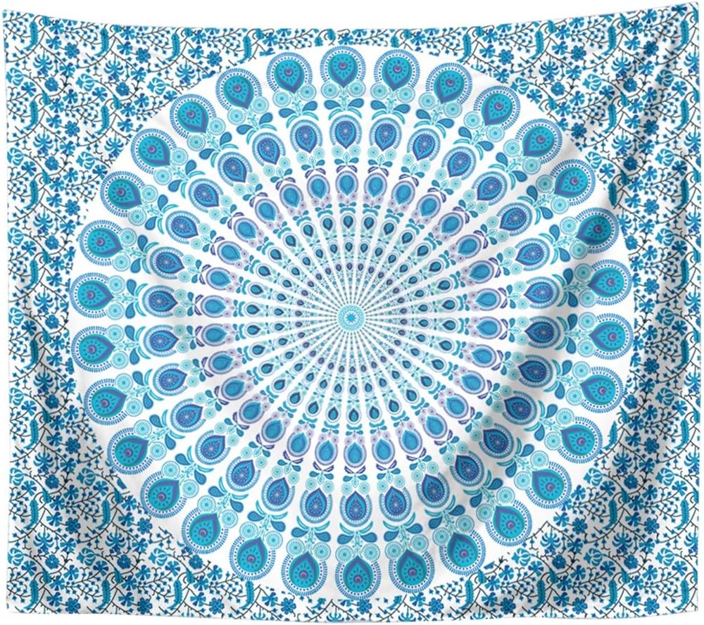 Mikrofaser Mandala Strandtuch - schnell trocknend und rechteckig - Boho Überwurf Wandteppich und Picknick Matte - leichtes Outdoor Textil für Camping Strand und Reisen