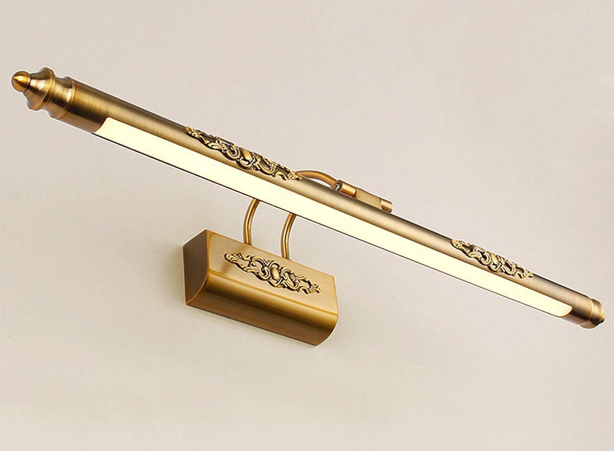 Nordische LED Wandleuchte aus Messing - Vintage Spiegellampe mit warmem Licht - Moderne Metall Badleuchte für Make up und Waschtisch - Für stilvolle Wohn und Badezimmergestaltung