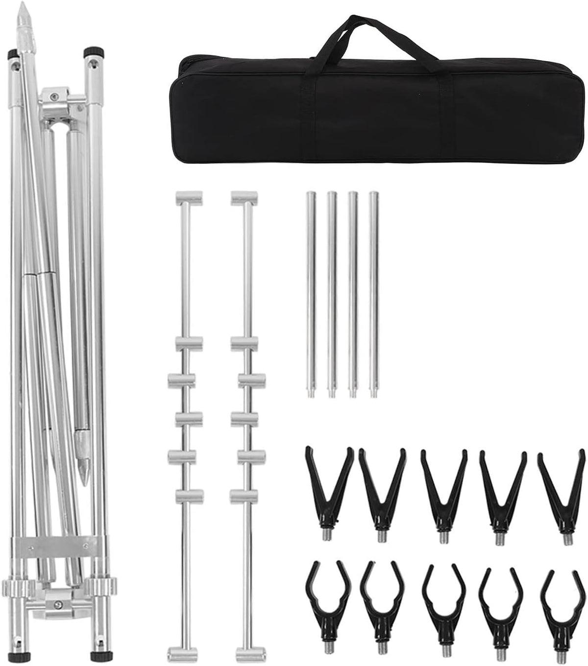 Chenglanhsjg Angelrutenständer - Einziehbare und abnehmbare Aluminiumkonstruktion - Leicht transportierbare Rutenablage - Für Uferangeln Camping und Outdoor