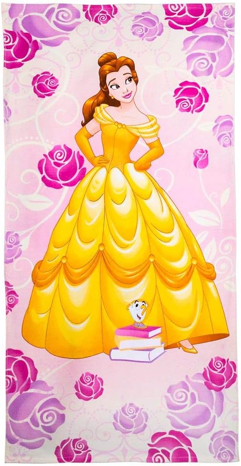 Disney Belle Strandtuch - Mehrfarbiges Design mit französischem Stil - Einzelnes Badetuch für Strand Pool und Urlaub - Für Disney Fans und sommerliche Freizeit