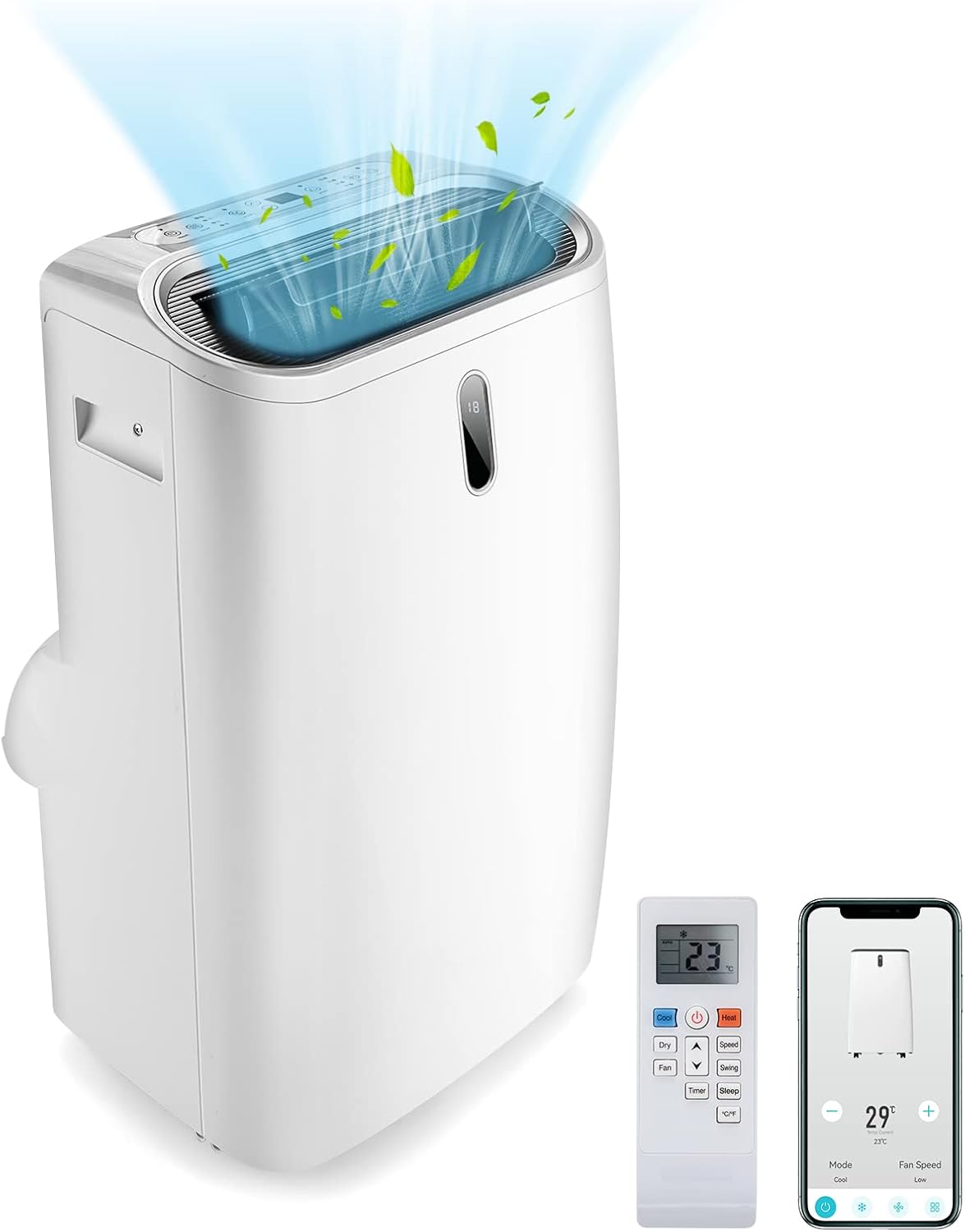 GOPLUS mobile Klimaanlage 16000 BTU - 5 in 1 Gerät für Räume bis 30 m2 mit Abluftschlauch - Kühlen Heizen Entfeuchten Belüften und Schlafmodus - App Fernbedienung und 24 Stunden Timer