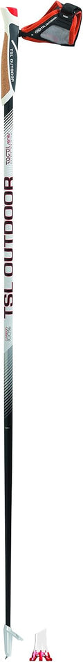 TSL Tactil C100 Spike Cross 125 - Herren Wanderstock in Weiß Größe M - Carbon Schaft mit 125 cm Länge - Für Trekking Wandern und Outdoor Touren