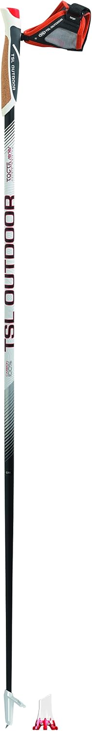 TSL Tactil C100 Spike Cross 125 - Herren Wanderstock in Weiß Größe M - Carbon Schaft mit 125 cm Länge - Für Trekking Wandern und Outdoor Touren