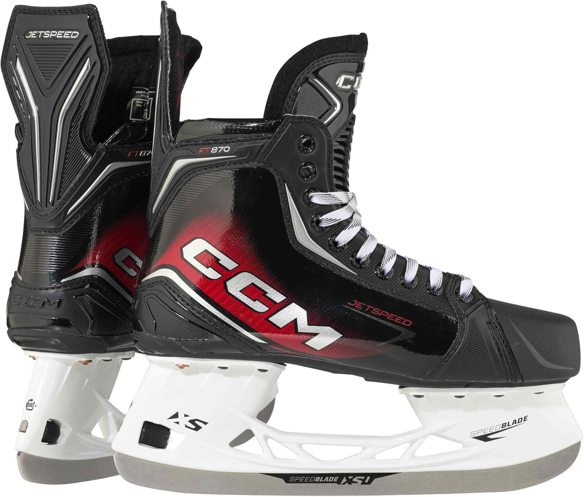 CCM JETSPEED 870 Senior Schlittschuhe - Größe 8 entsprechend EU43 - Kunststoff mit Polypropylen Sohle - Schnürung und 2,3 kg Gewicht für Eishockey