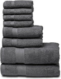 Badetuch Set 8 teilig - 2 große Badetücher 2 Handtücher und 4 Waschlappen - Grau einfarbig aus Baumwolle - Für Badezimmer Dusche Gäste und täglichen Gebrauch