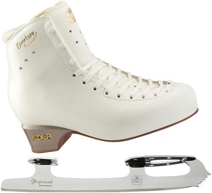 L Estel Edea Overture Schlittschuhe - Mit MK Professional oder Wilson Coronation Ace Kufen - Weiß aus legiertem Stahl und Acryl - Größe 240 36 für Eislaufen