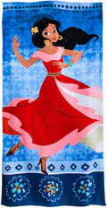 Disney Elena of Avalor Strandtuch - Blau aus Baumwolle - einzelnes Kinder Handtuch im Figuren Design - für Strand Pool Badezimmer und Weihnachtszeit