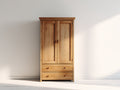 Kleiderschrank aus Massivholz 100x55x190 cm - Eichenfarbe - Mit 2 Türen und 2 Schubladen - Klassisches Design