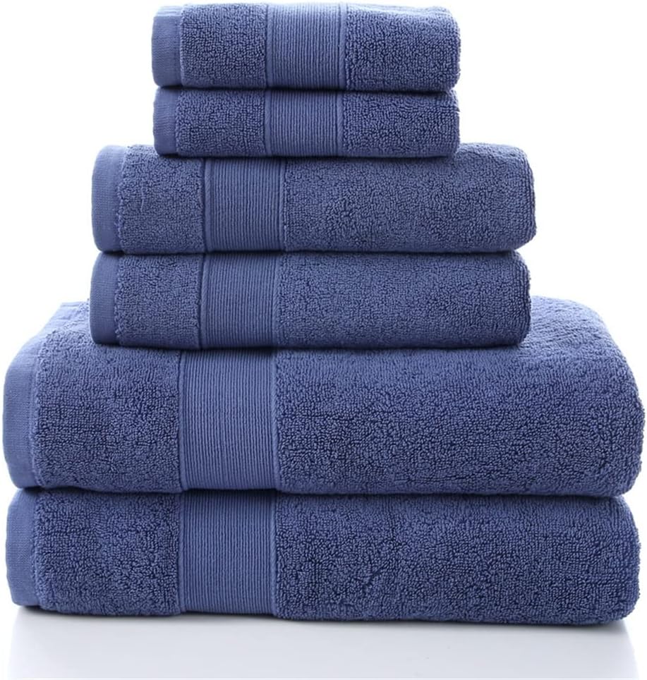 Baumwoll Handtuch Set 6 teilig - 2 große Badetücher 2 Handtücher und 2 Waschlappen - Einfarbig Variante B - Weich saugfähig für Bad Strand und Freizeit