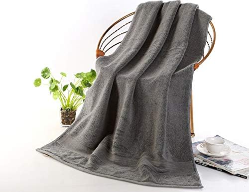 Baumwoll Badetuch - Dunkelgrau einfarbig mit Terry Struktur - 70 x 140 cm und 300 g - Dickes Handtuch für Badezimmer Spa Erwachsene und Strand