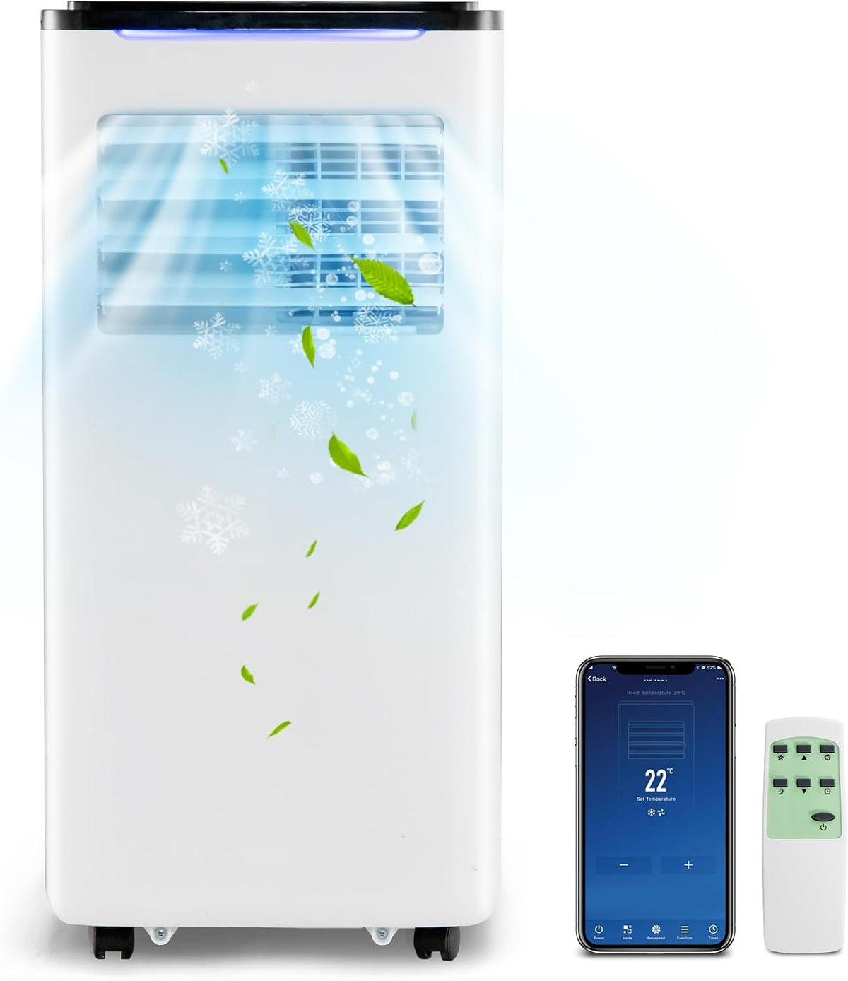 GOPLUS mobile Klimaanlage 9000 BTU - 5 in 1 Klimagerät für Räume bis 20 m2 und 60 m3 - Kühlen Heizen Ventilieren und 42 Liter Entfeuchtung pro Tag - App Timer und Fenster Kit