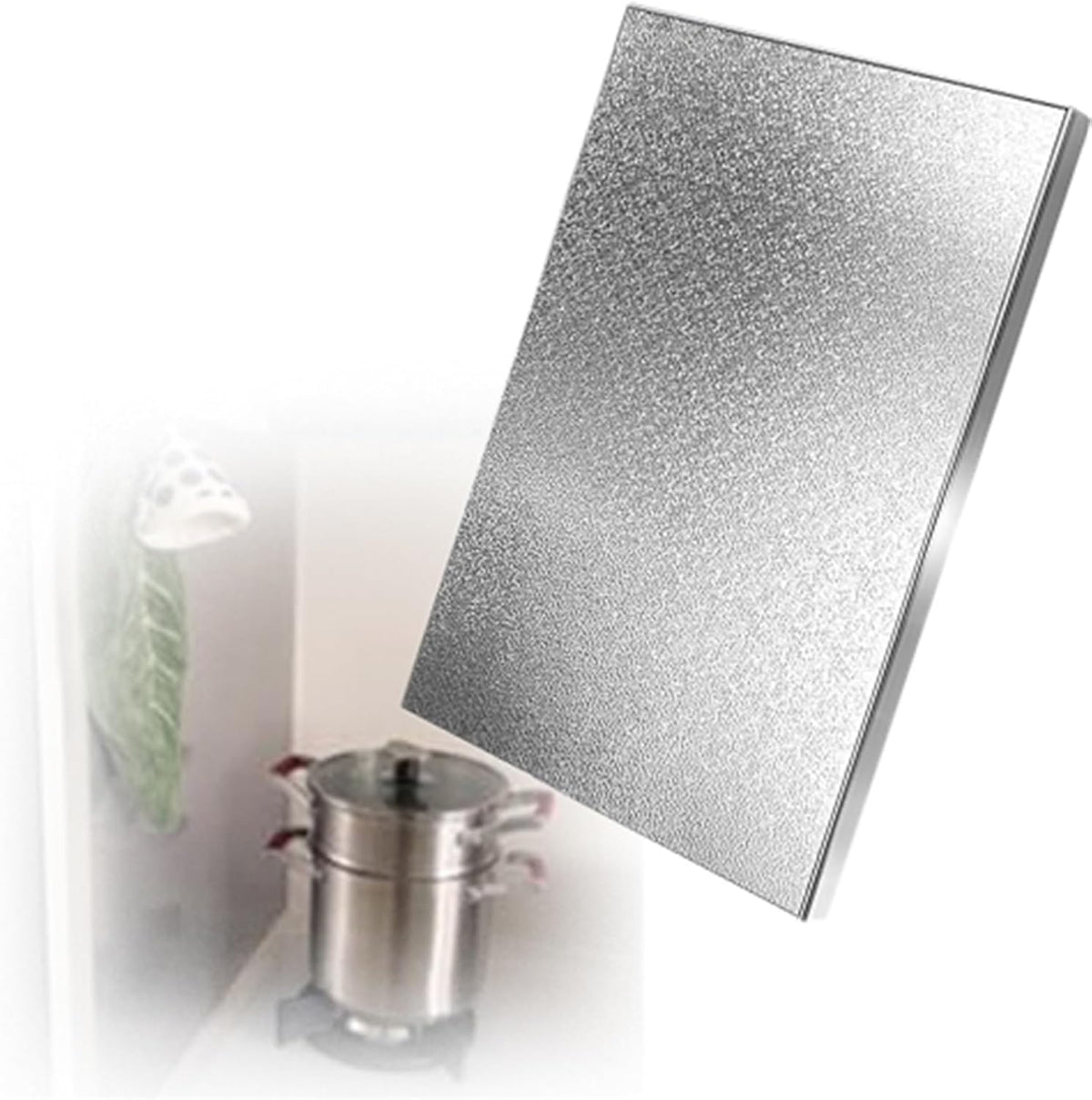 Magnetische Isoliermatte 30 x 30 cm - Selbstklebender Hitzeschutz für Kühlschrank und Gefrierschrank - Ölbeständiger Spritzschutz für die Küche - Kompakte Wärmeschutzplatte