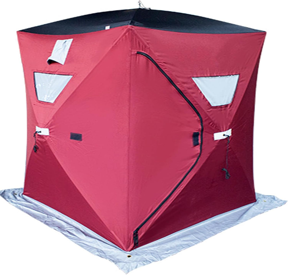 Rotes Eisangelzelt - Pop Up Unterstand für zwei bis vier Personen - Synthetisches Material in 150 x 150 x 170 cm - Mit Boden für Winter und Camping