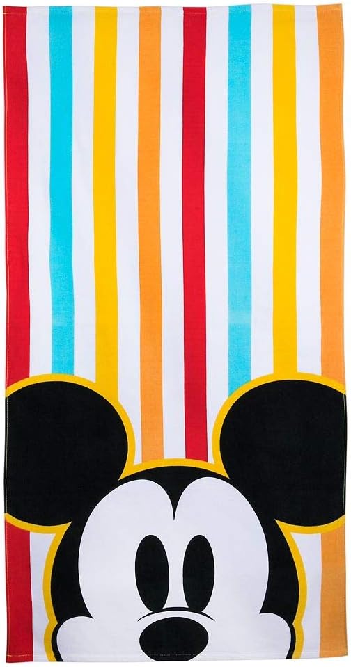 Disney Mickey Mouse Strandtuch - Mehrfarbiges Design mit Mickey Mouse Motiv - Superweiches Badetuch als Einzelstück - Für Strand Pool Urlaub und Freizeit